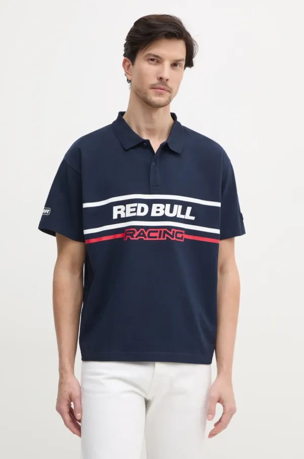Red Bull Racing x Pepe Jeans Bombažen polo Red Bull Racing x Pepe Jeans MOTO PANEL POLO mornarsko modra barva, RM540017