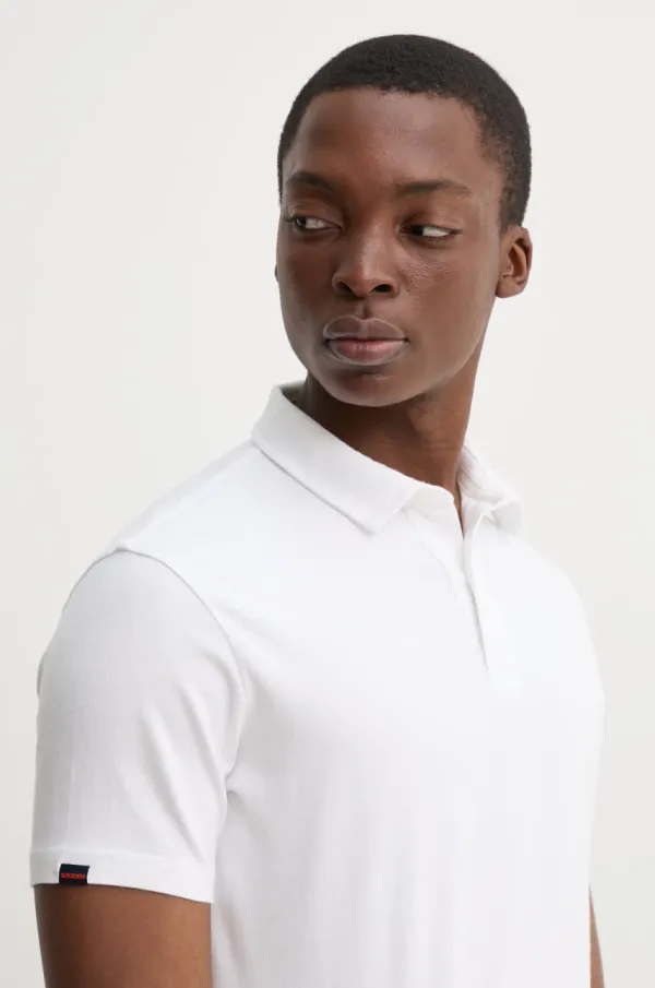Superdry Bombažen polo Superdry bela barva, M1110440A-01C