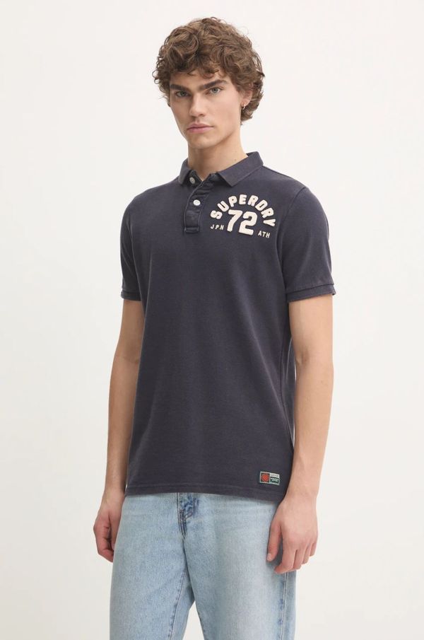 Superdry Bombažen polo Superdry mornarsko modra barva, M1110396A-98T