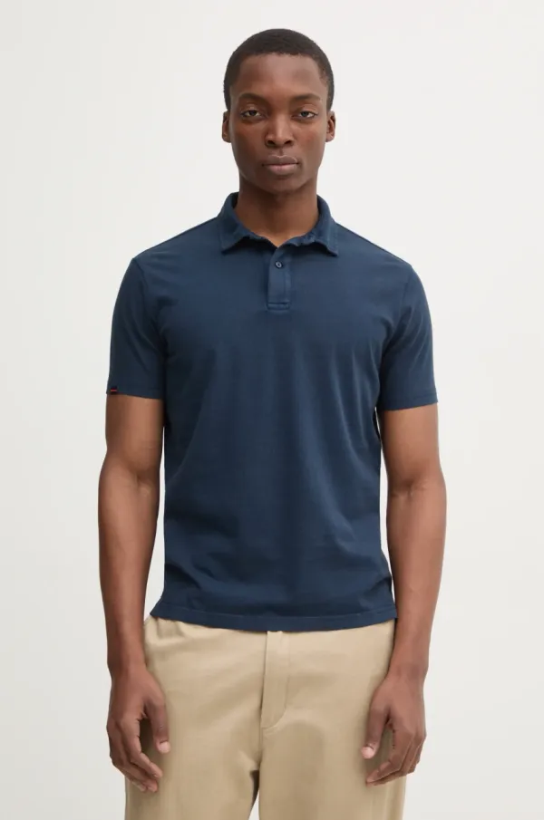 Superdry Bombažen polo Superdry mornarsko modra barva, M1110440A-98T