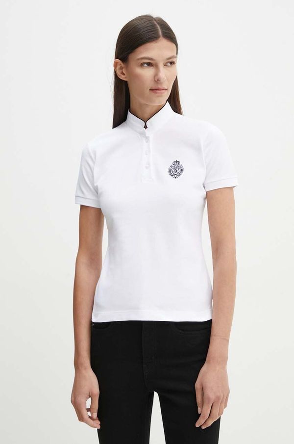 The Kooples Bombažen polo The Kooples bela barva, FPOC29010K