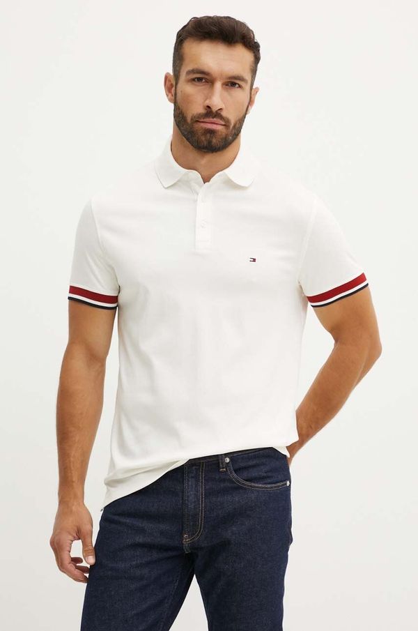 Tommy Hilfiger Bombažen polo Tommy Hilfiger bež barva, MW0MW35588