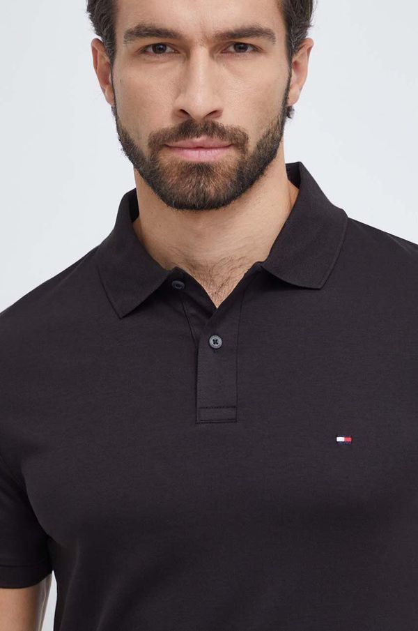 Tommy Hilfiger Bombažen polo Tommy Hilfiger črna barva