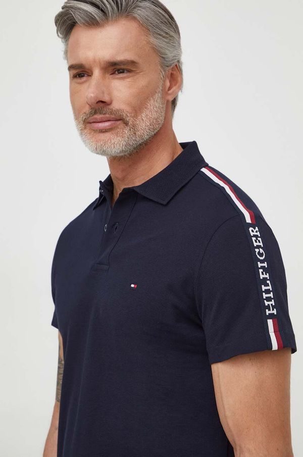 Tommy Hilfiger Bombažen polo Tommy Hilfiger mornarsko modra barva