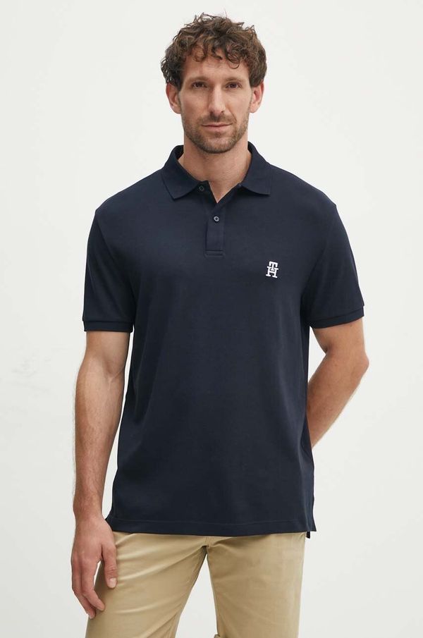 Tommy Hilfiger Bombažen polo Tommy Hilfiger mornarsko modra barva