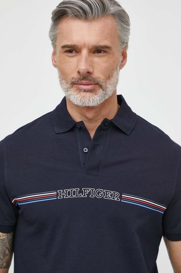 Tommy Hilfiger Bombažen polo Tommy Hilfiger mornarsko modra barva