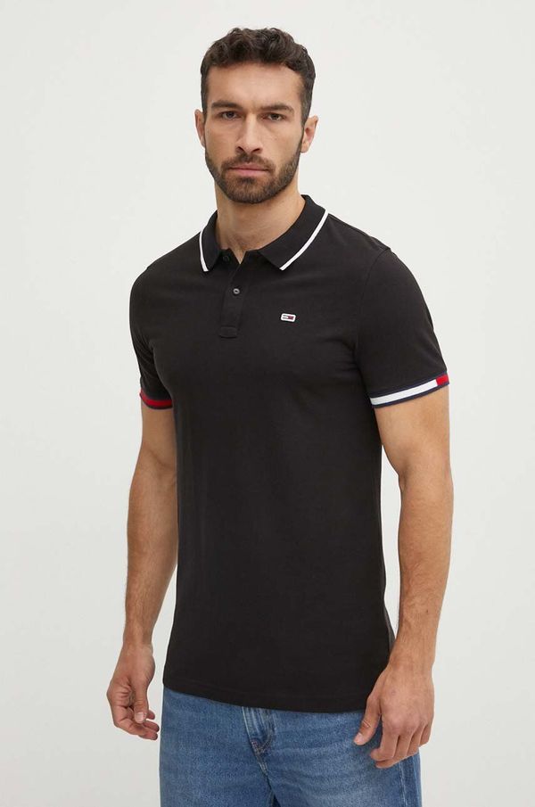 Tommy Jeans Bombažen polo Tommy Jeans črna barva, DM0DM12963