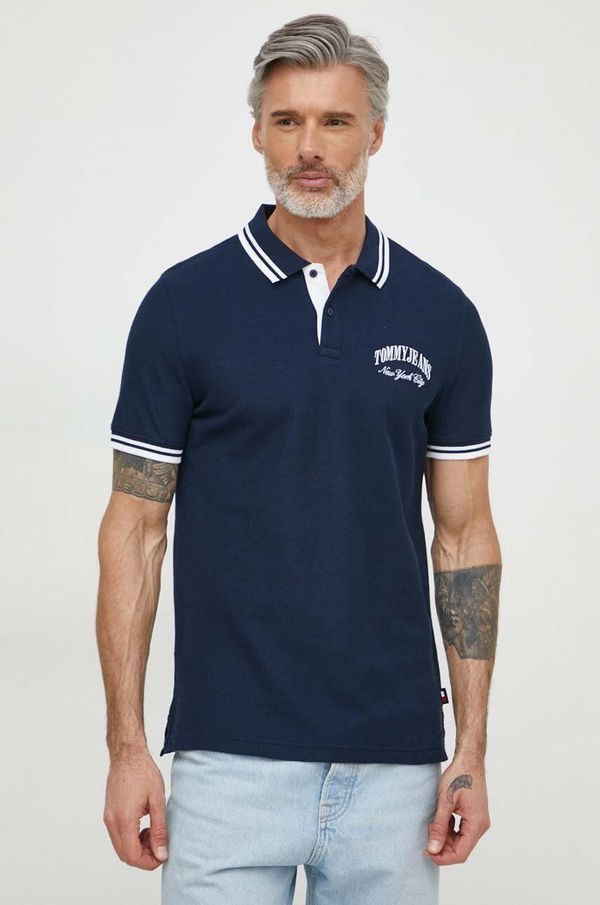 Tommy Jeans Bombažen polo Tommy Jeans mornarsko modra barva