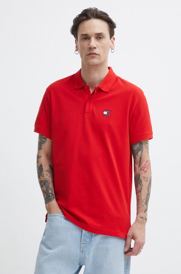 Tommy Jeans Bombažen polo Tommy Jeans rdeča barva, DM0DM18314