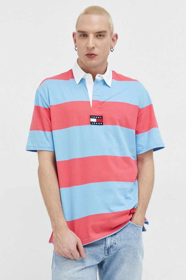 Tommy Jeans Bombažen polo Tommy Jeans roza barva