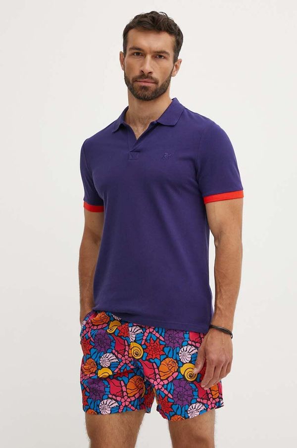 Vilebrequin Bombažen polo Vilebrequin PALATIN mornarsko modra barva, PLTAN100