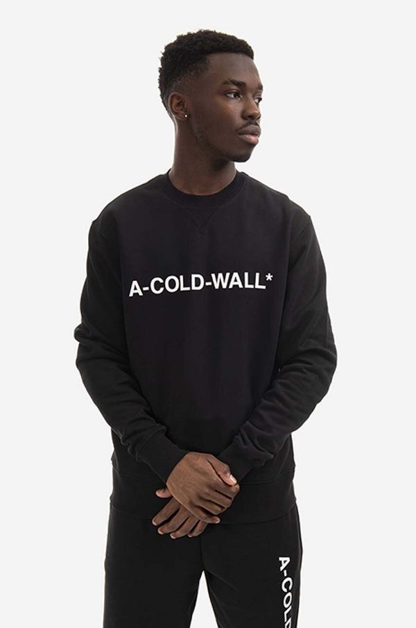 A-COLD-WALL* Bombažen pulover A-COLD-WALL* Essential Logo Crewneck moški, črna barva