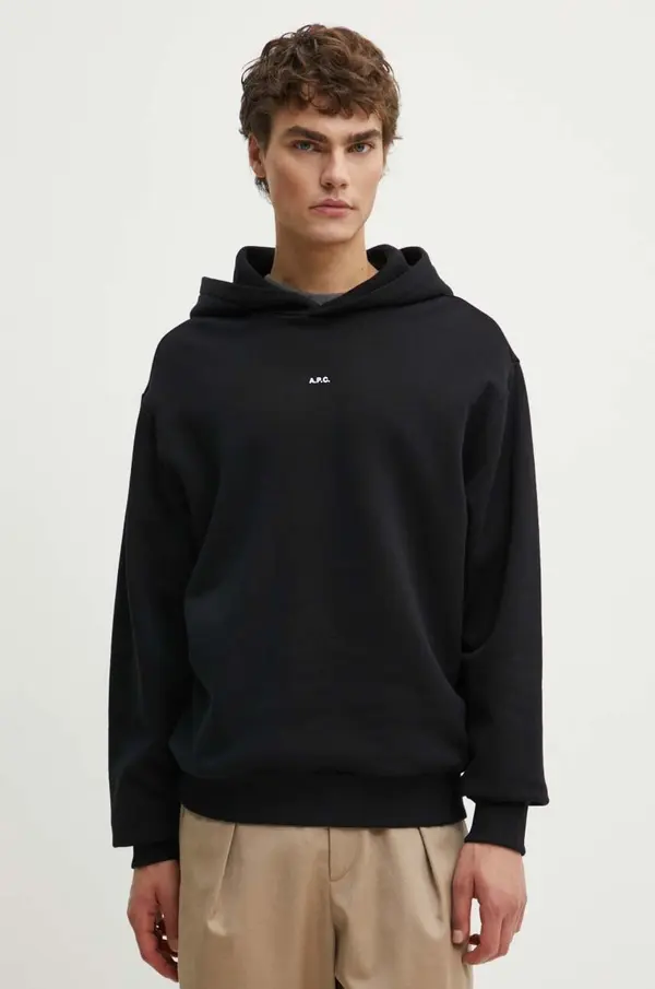 A.P.C. Bombažen pulover A.P.C. hoodie boxy micro logo GOTS