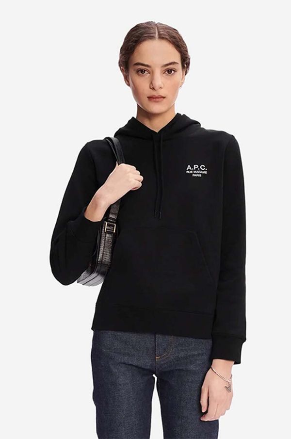 A.P.C. Bombažen pulover A.P.C. Hoodie Manuela ženski, roza barva, s kapuco