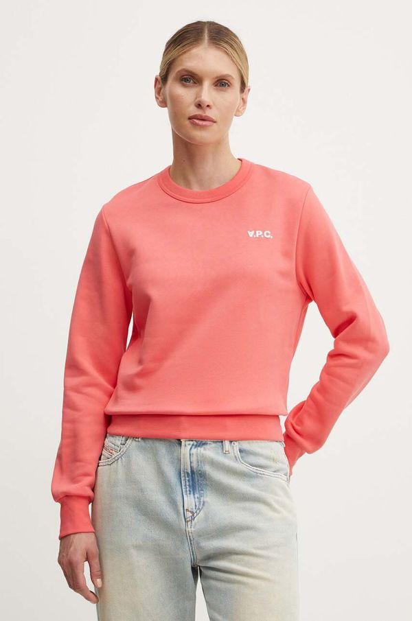 A.P.C. Bombažen pulover A.P.C. sweat boxy petit vpc ženski, oranžna barva, COHBR.F27918