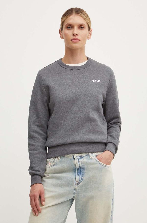 A.P.C. Bombažen pulover A.P.C. sweat boxy petit vpc ženski, siva barva, COHBR.F27918