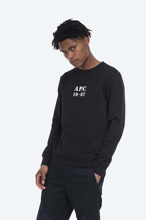A.P.C. Bombažen pulover A.P.C. Sweat Gaby moški, črna barva
