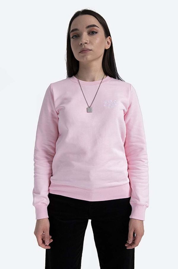 A.P.C. Bombažen pulover A.P.C. Sweat Skye ženski, roza barva