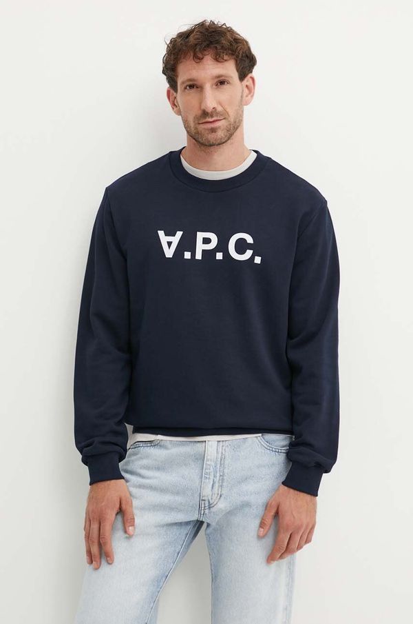 A.P.C. Bombažen pulover A.P.C. sweat standard grand vpc GOTS mornarsko modra barva, COHBN.M27907