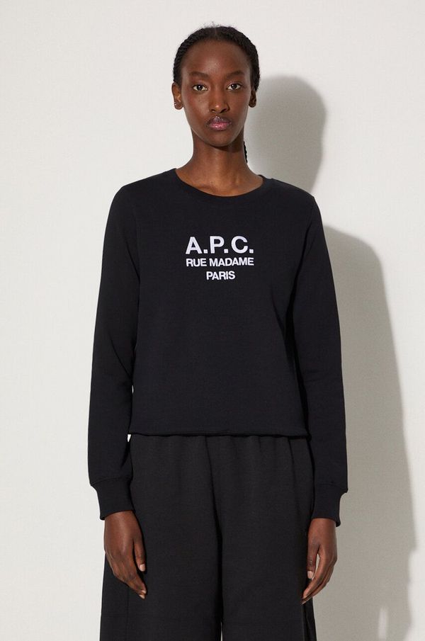 A.P.C. Bombažen pulover A.P.C. Sweat Tina ženski, črna barva