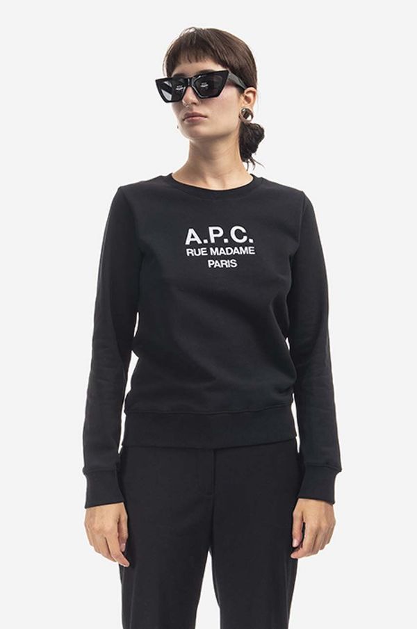 A.P.C. Bombažen pulover A.P.C. Sweat Tina ženski, črna barva