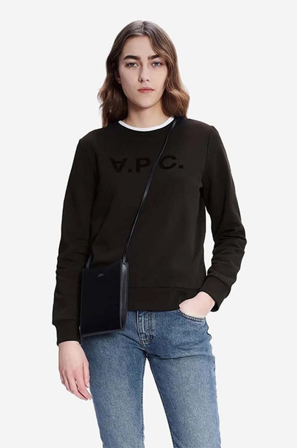 A.P.C. Bombažen pulover A.P.C. Sweat Viva ženski, črna barva