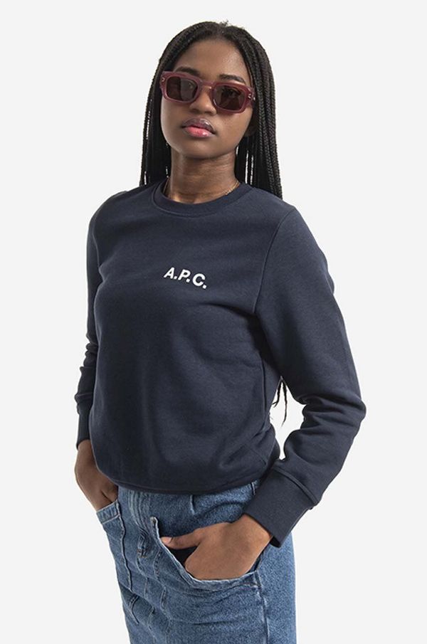 A.P.C. Bombažen pulover A.P.C. ženski, mornarsko modra barva, COETM-F27693