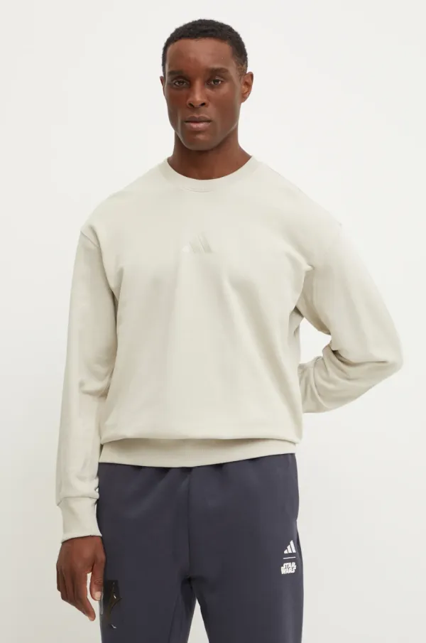 adidas Bombažen pulover adidas ALL SZN moški, bež barva, JI6386