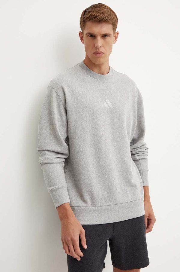 adidas Bombažen pulover adidas All SZN moški, siva barva, IY4151