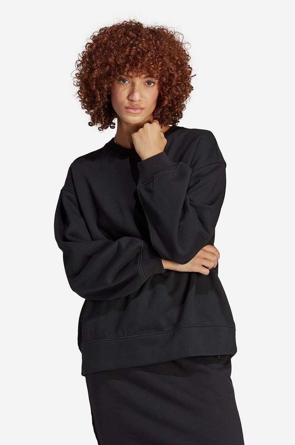 adidas Originals Bombažen pulover adidas Essentials ženski, črna barva
