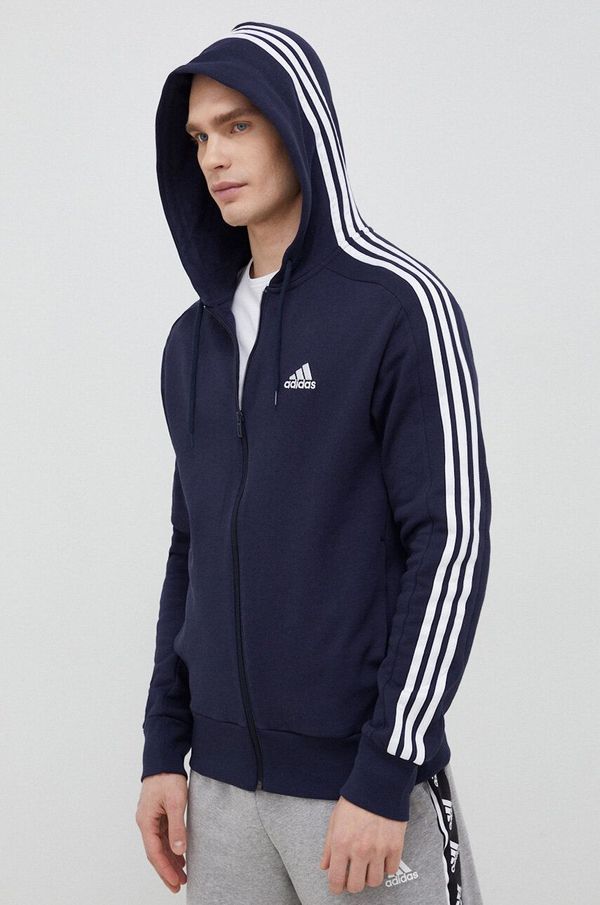 adidas Bombažen pulover adidas moška, mornarsko modra barva, s kapuco