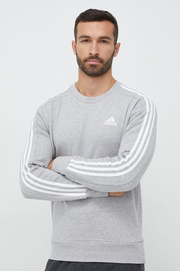 adidas Bombažen pulover adidas moška, siva barva