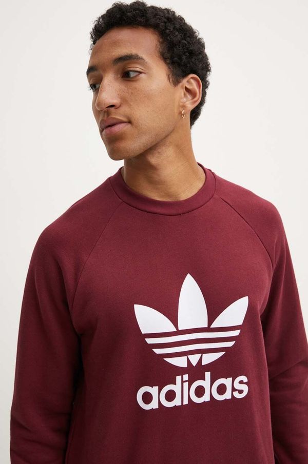 adidas Originals Bombažen pulover adidas Originals Adicolor Classics Trefoil Crewneck Sweatshirt moški, rdeča barva