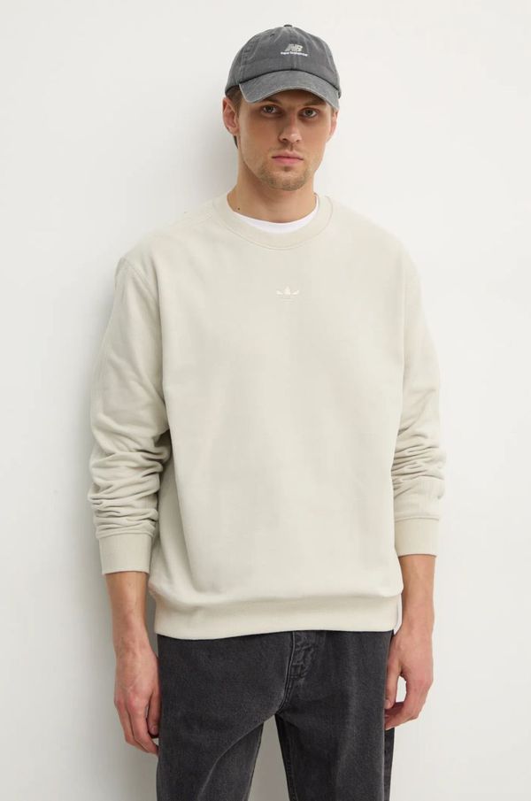adidas Originals Bombažen pulover adidas Originals Essential moški, bež barva, JD3304