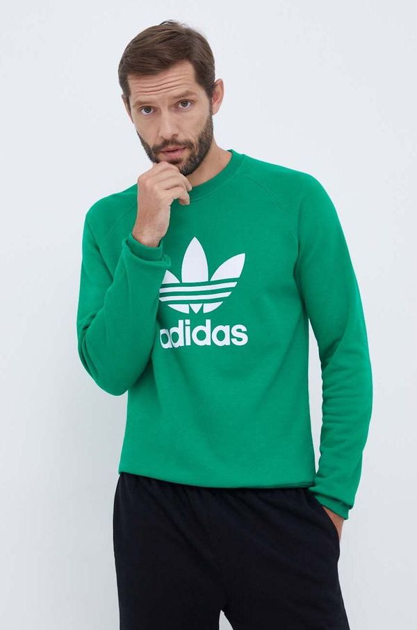 adidas Originals Bombažen pulover adidas Originals moška, zelena barva
