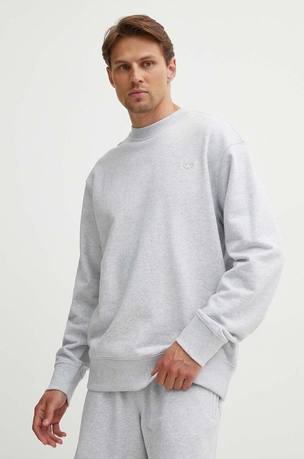 adidas Originals Bombažen pulover adidas Originals moški, siva barva, IX9808