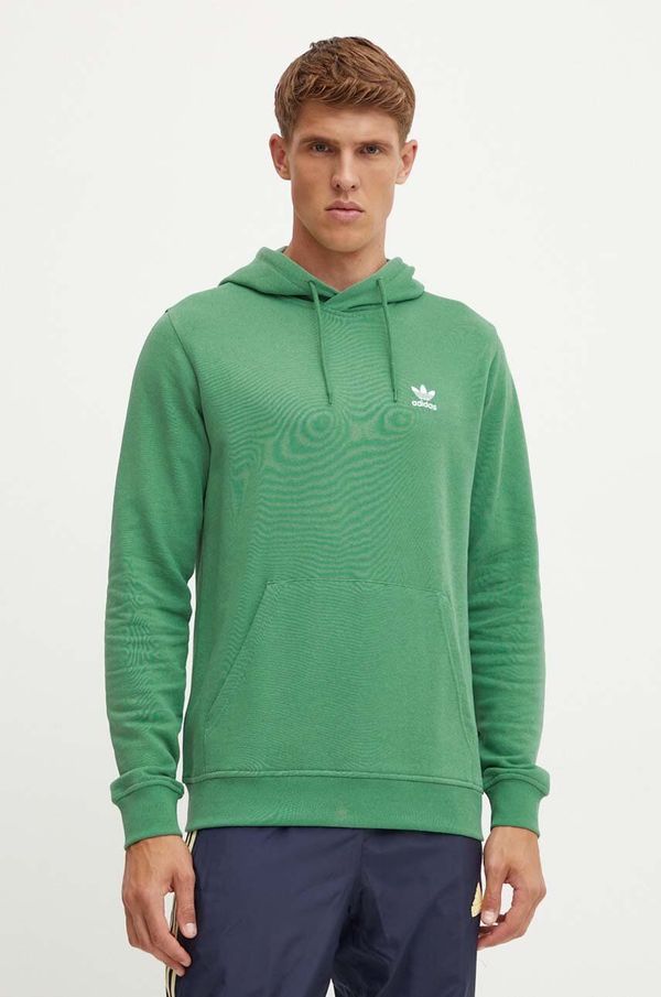 adidas Originals Bombažen pulover adidas Originals moški, zelena barva, s kapuco, IX7671
