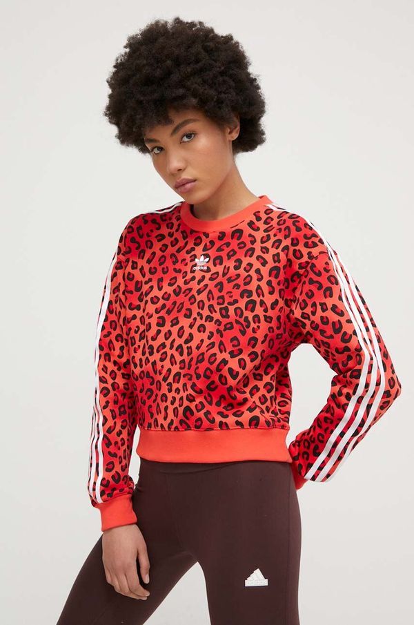 adidas Originals Bombažen pulover adidas Originals ženska, rdeča barva