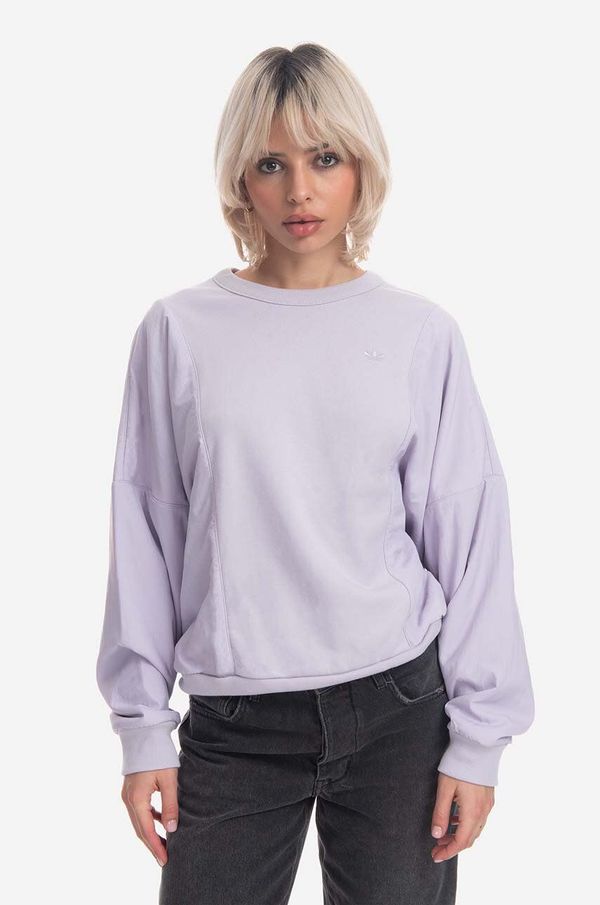 adidas Originals Bombažen pulover adidas Originals ženska, vijolična barva
