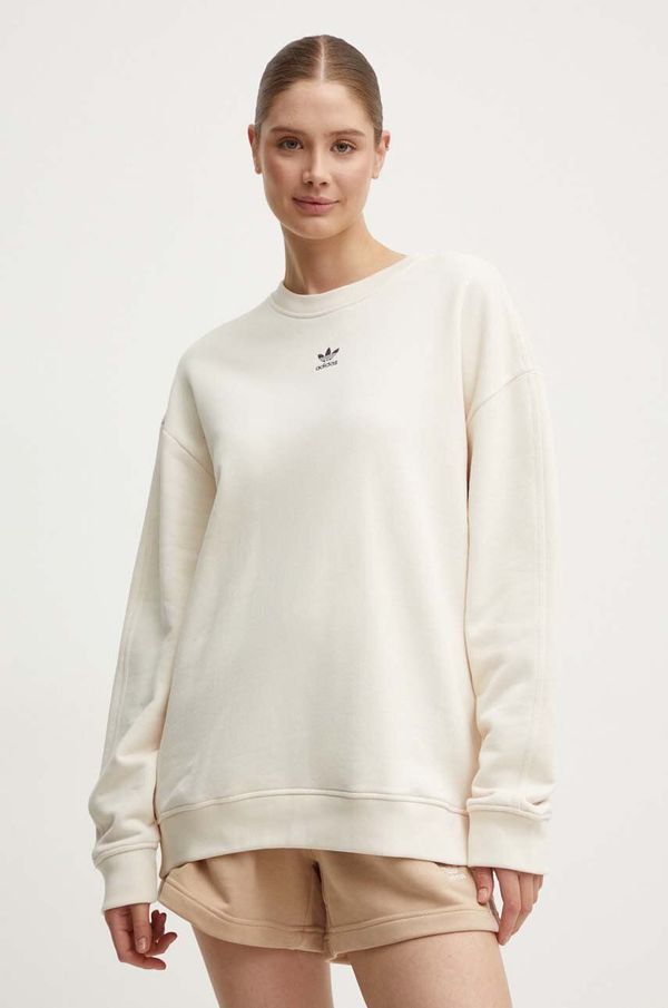 adidas Originals Bombažen pulover adidas Originals ženski, bež barva, IY9631