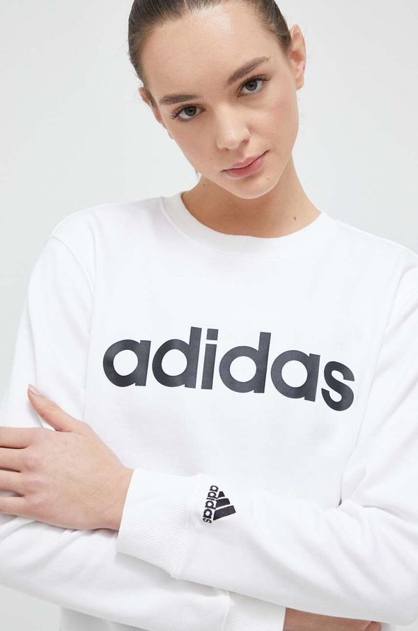 adidas Bombažen pulover adidas ženska, bela barva