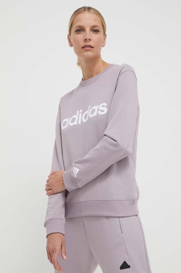 adidas Bombažen pulover adidas ženska, roza barva