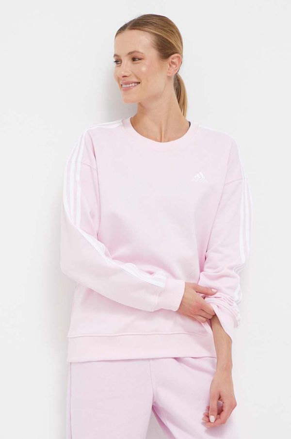 adidas Bombažen pulover adidas ženska, roza barva