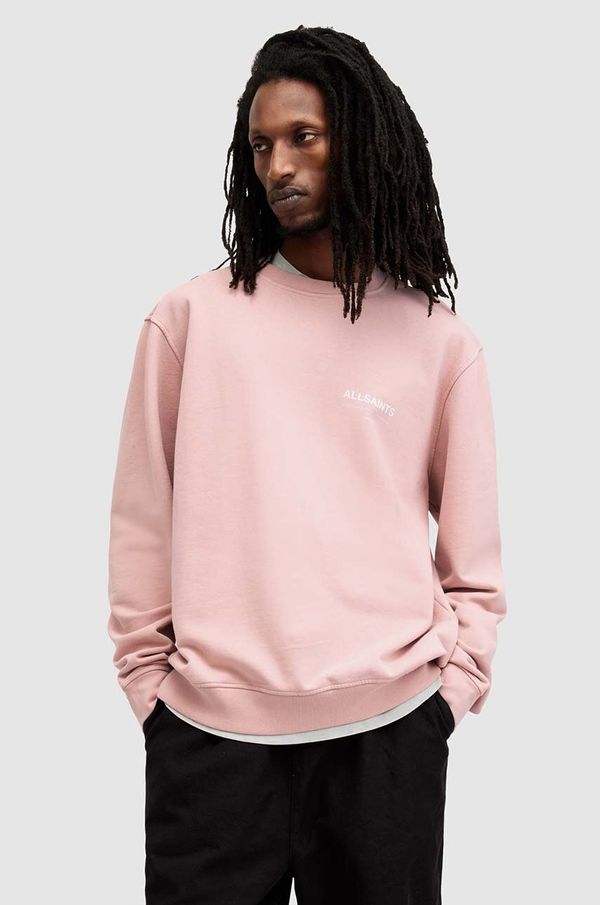 AllSaints Bombažen pulover AllSaints ACCESS moški, roza barva, M009NA