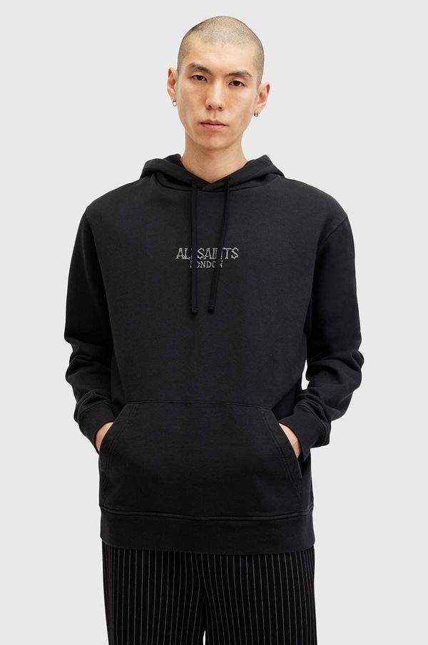 AllSaints Bombažen pulover AllSaints BONES OTH HOODY moški, črna barva, s kapuco, M005NB