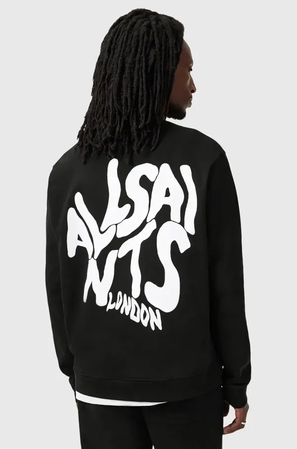 AllSaints Bombažen pulover AllSaints ORLANDO moški, črna barva, M056NB