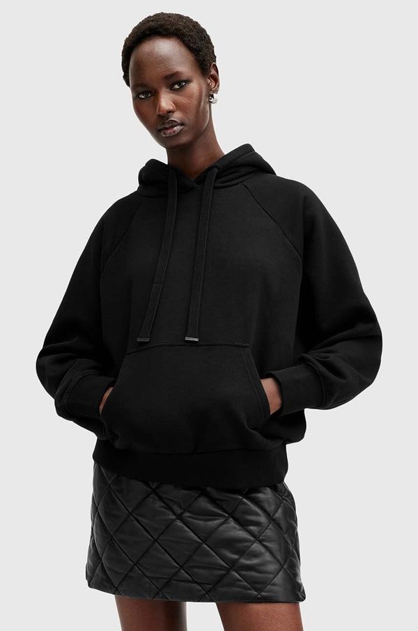 AllSaints Bombažen pulover AllSaints TALON UNDRGRND HOODY ženski, črna barva, s kapuco, W051JB