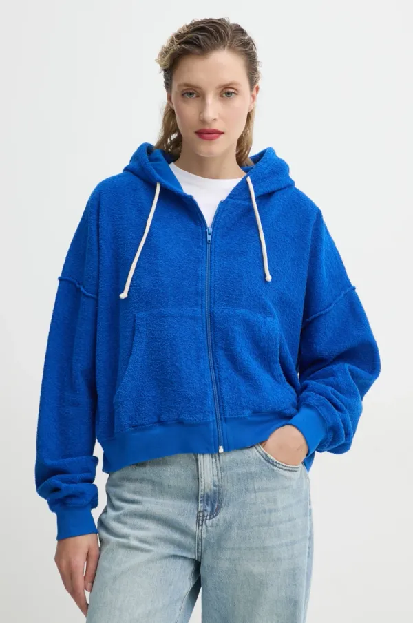 American Vintage Bombažen pulover American Vintage ženski, s kapuco, BOBY03FE25