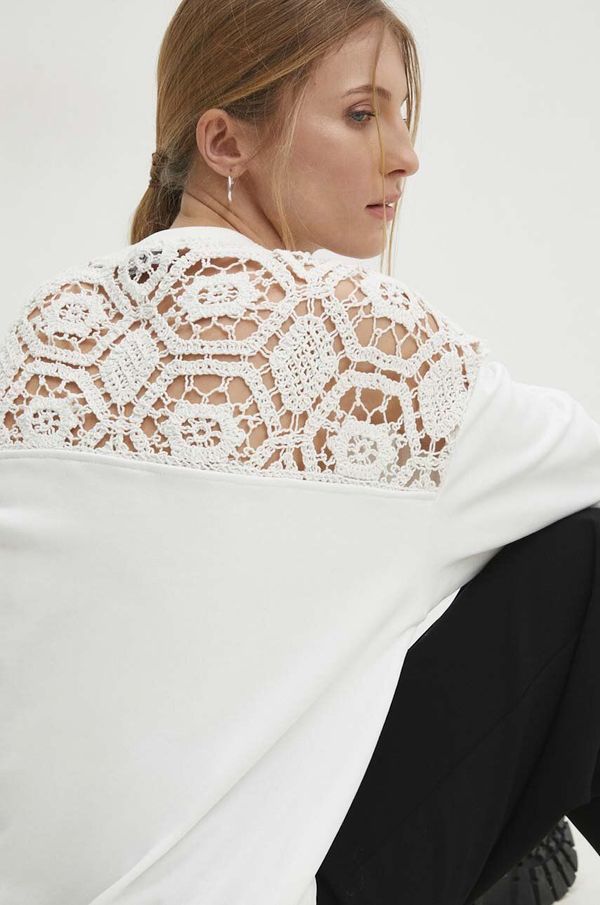 Answear Lab Bombažen pulover Answear Lab ženski, bela barva