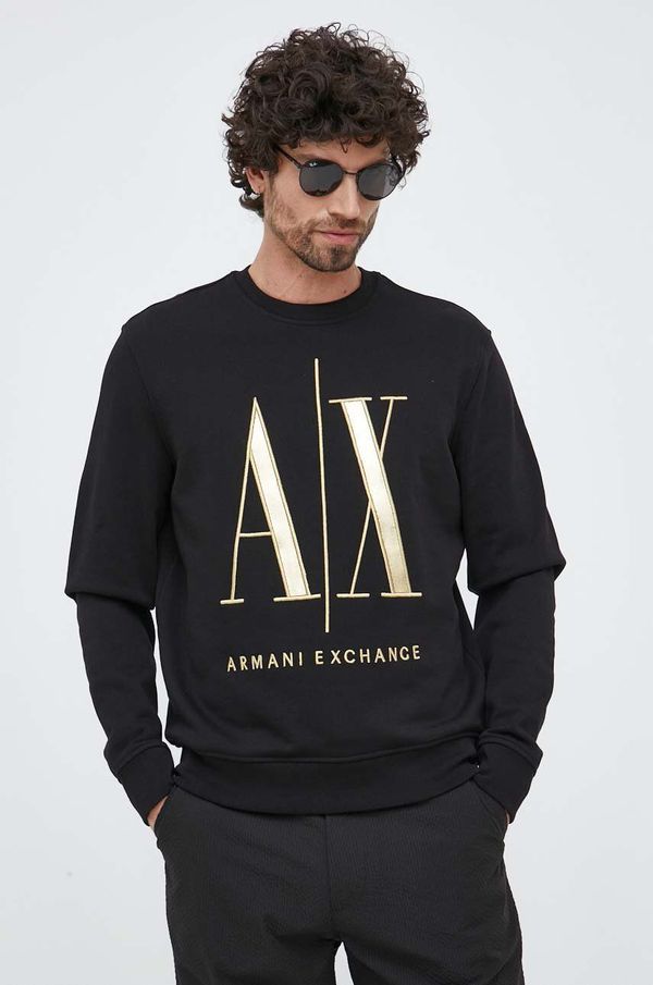 Armani Exchange Bombažen pulover Armani Exchange moška, črna barva